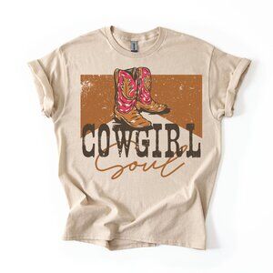 Cowgirl Soul T-Shirt Western Boots Graphic Tee Rodeo Country Music Women's Tee
